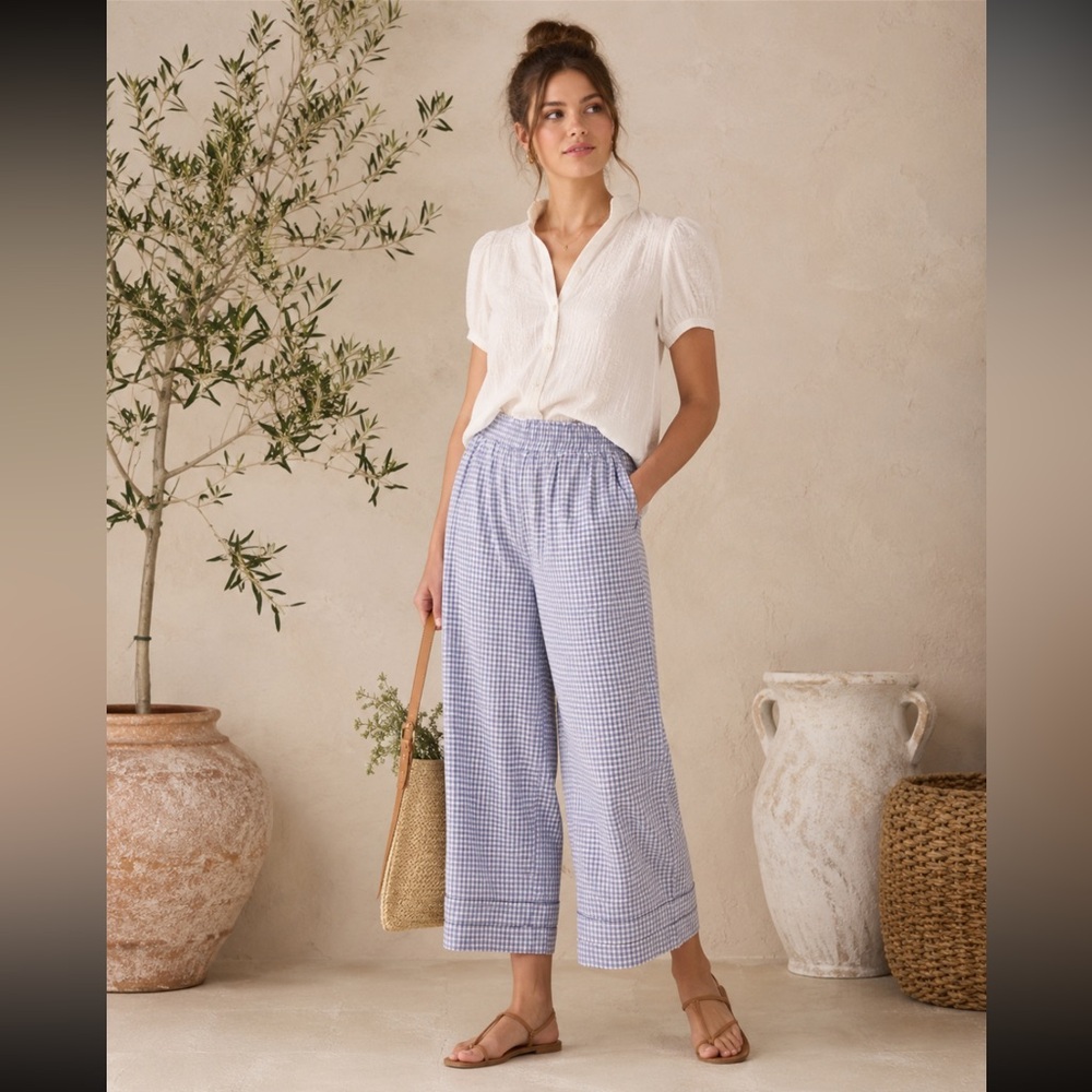 NWT Allie Rose Gingham Linen Blend Pants